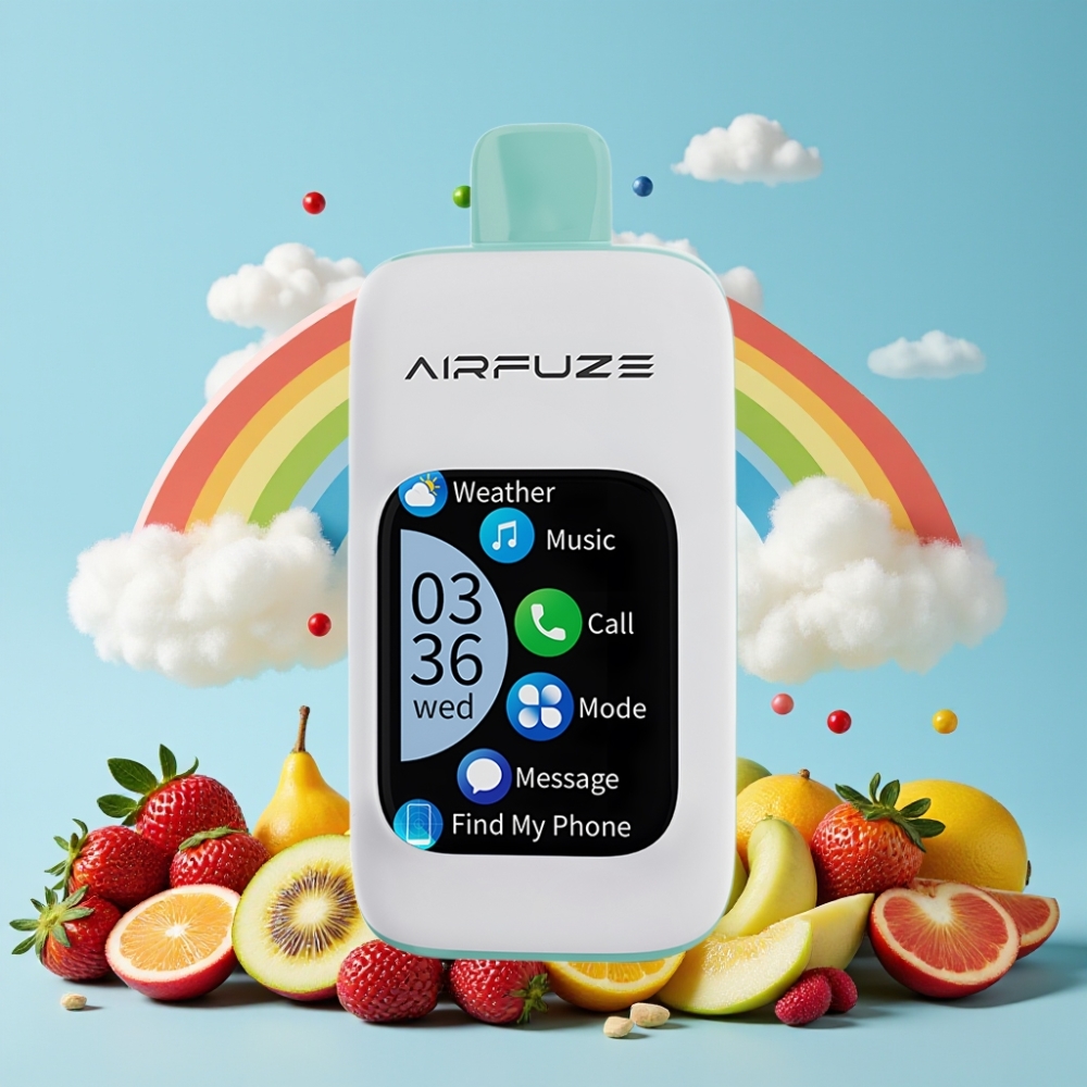 AirFuze Smart 30000 Puffs 5% Nikotin Regnbue Frukt Eksplosjon 2.01" TFT Touch Skjerm Type-C