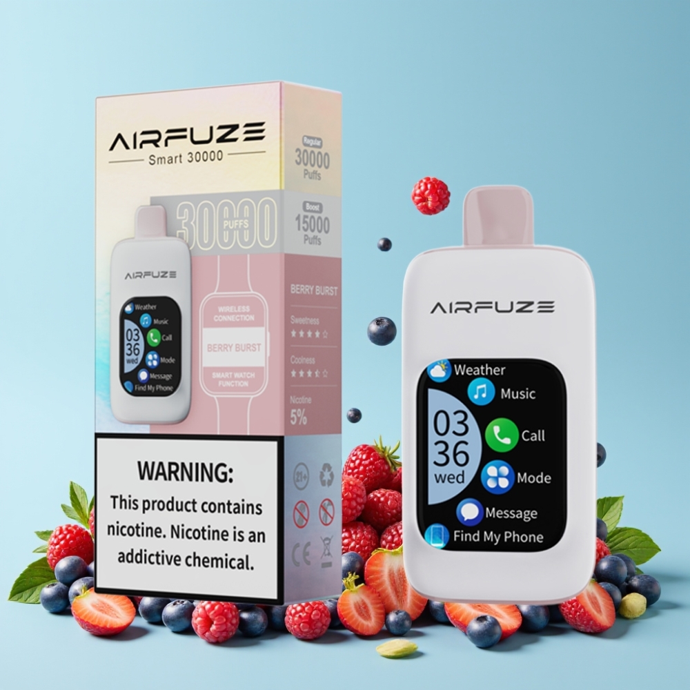 AirFuze Smart 30000 Puffs Bergebrist Disposable Pod med 5% Nikotin & Touch Skjerm