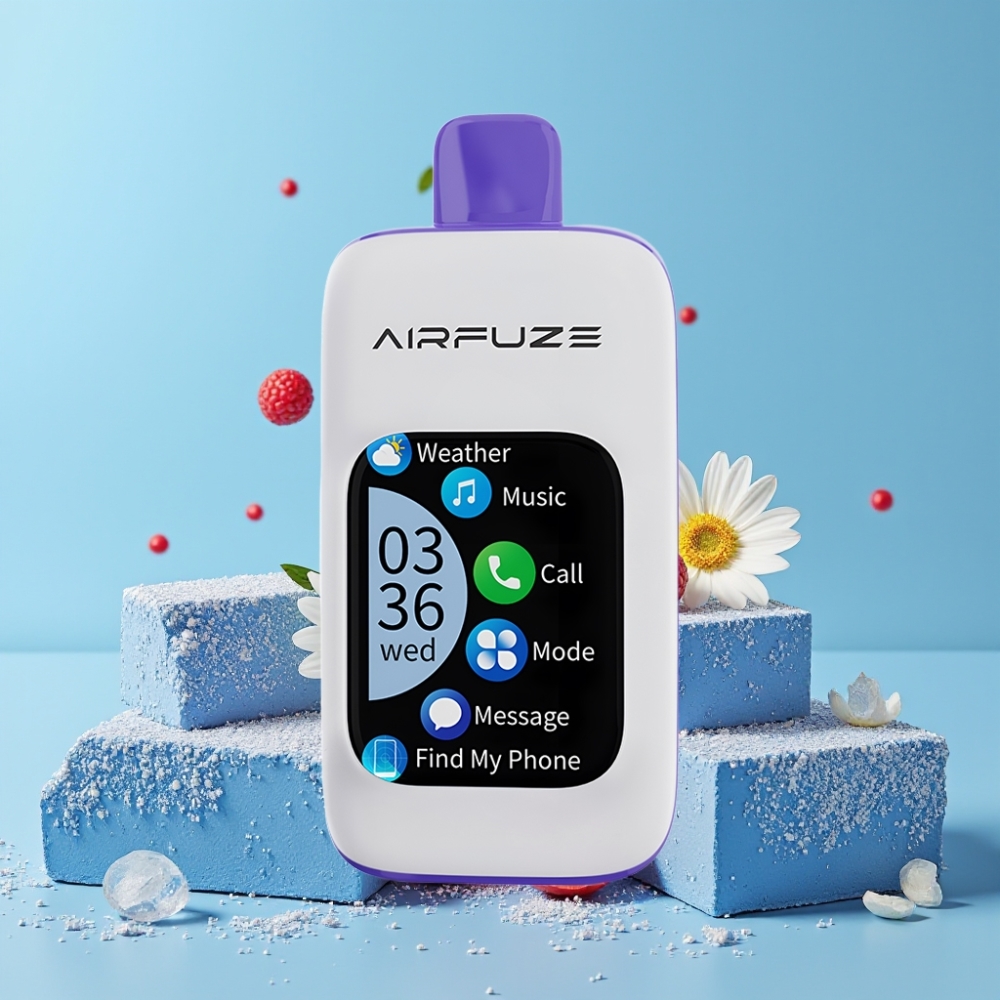 AirFuze Smart 30000 Puffs Blå Bringebær Is med Touchskjerm & Type-C