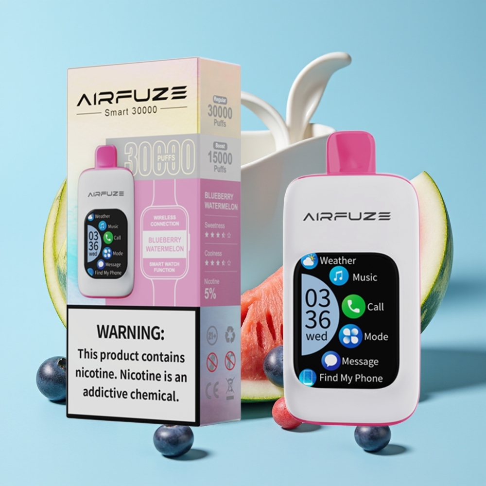 AirFuze Smart 30000 Puffs Blåbær Vannmelon 5% 900mAh Type-C Touch Skjerm