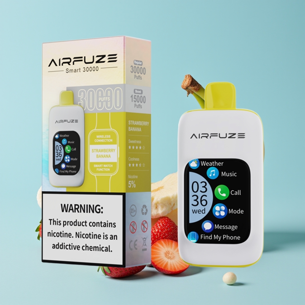 AirFuze Smart 30000 Puffs Disposable Pod 5% Nikotin Jordbær Banan 2.01\" TFT