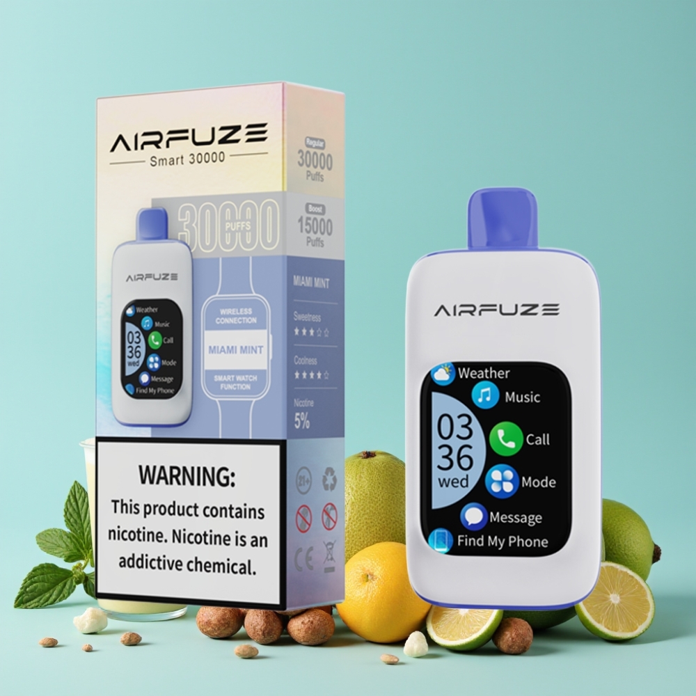 AirFuze Smart 30000 Puffs Disposable Pod Miami Mynte med 5% Nikotin, 900mAh, Type-C