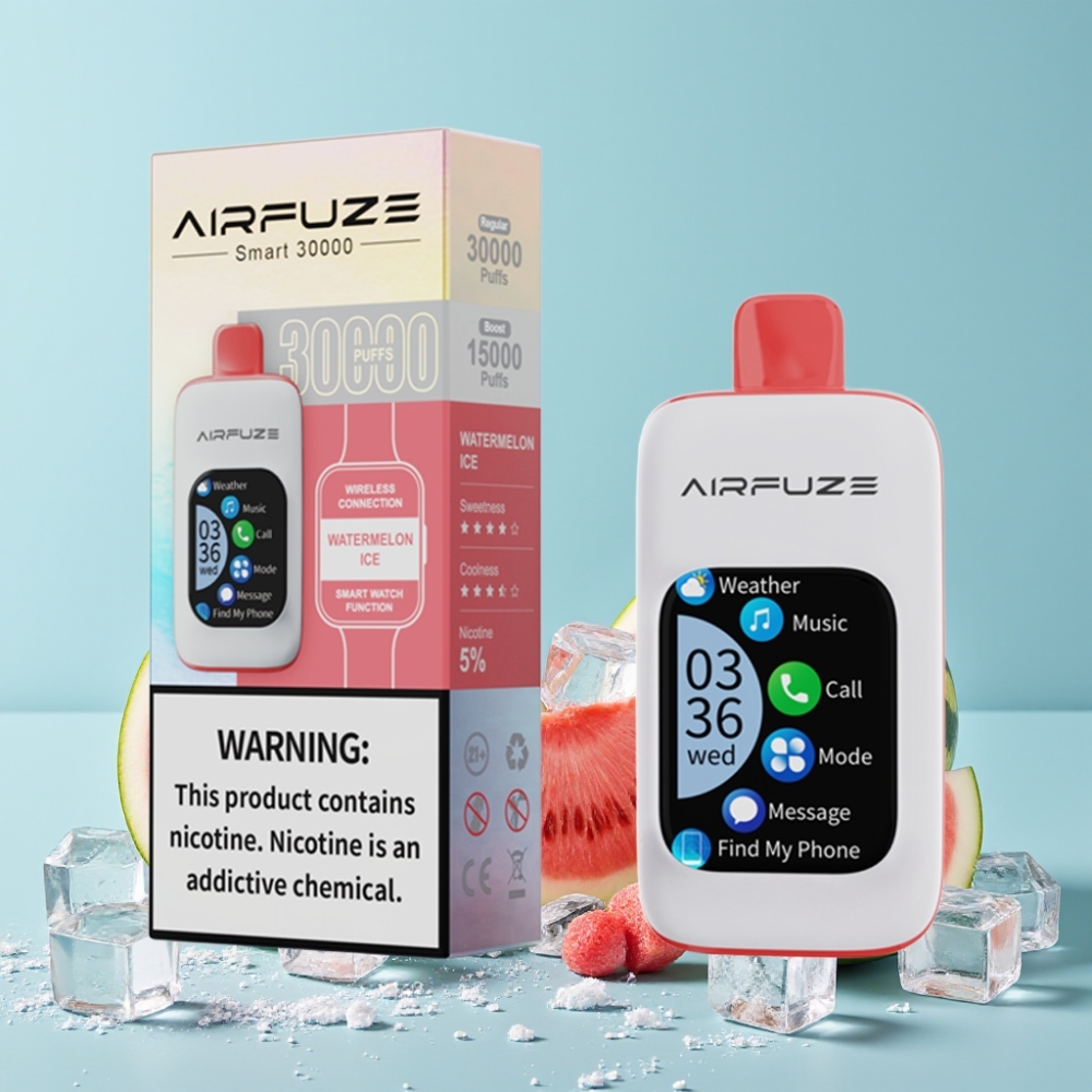AirFuze Smart 30000 Puffs Disposable Vape Vannmelon Is med 2.01\" TFT-skjerm og Type-C