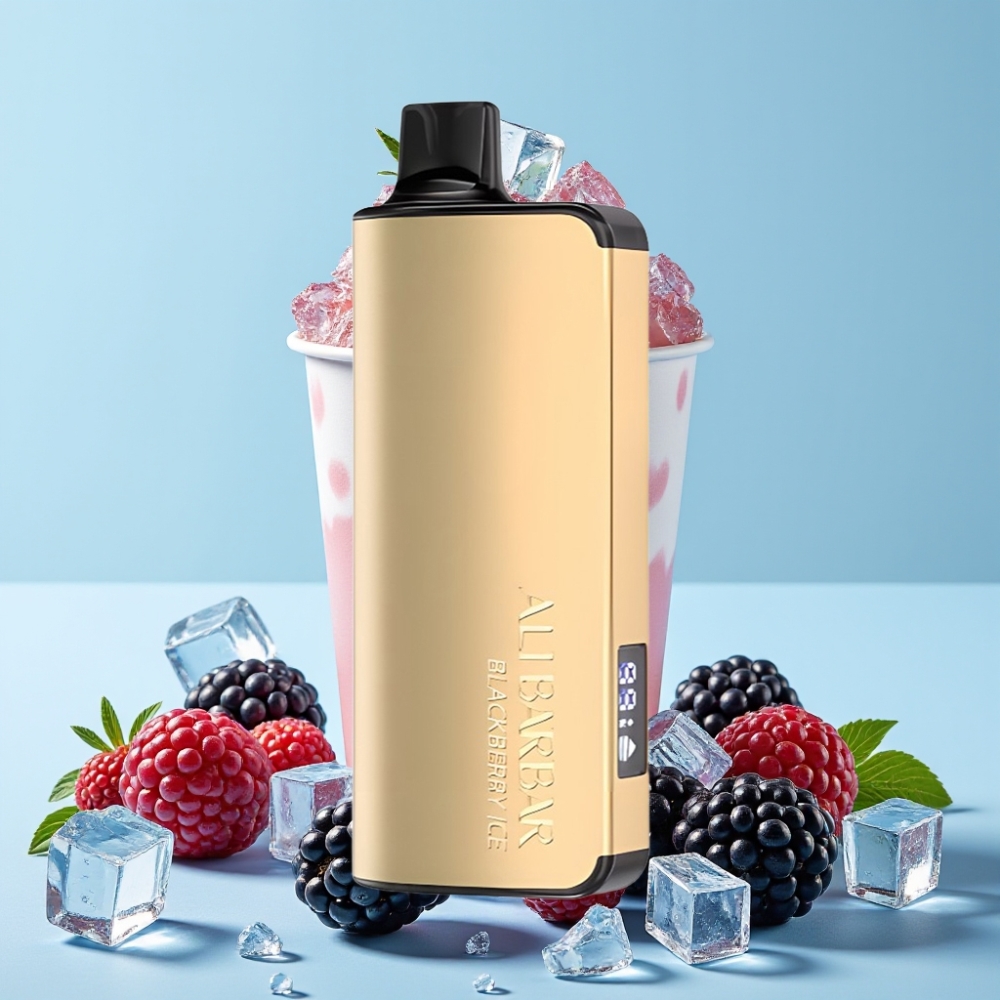 Alibarbar Ingot 9000 Puffs 22ml 2350mAh Svartbær Is LED Skjerm