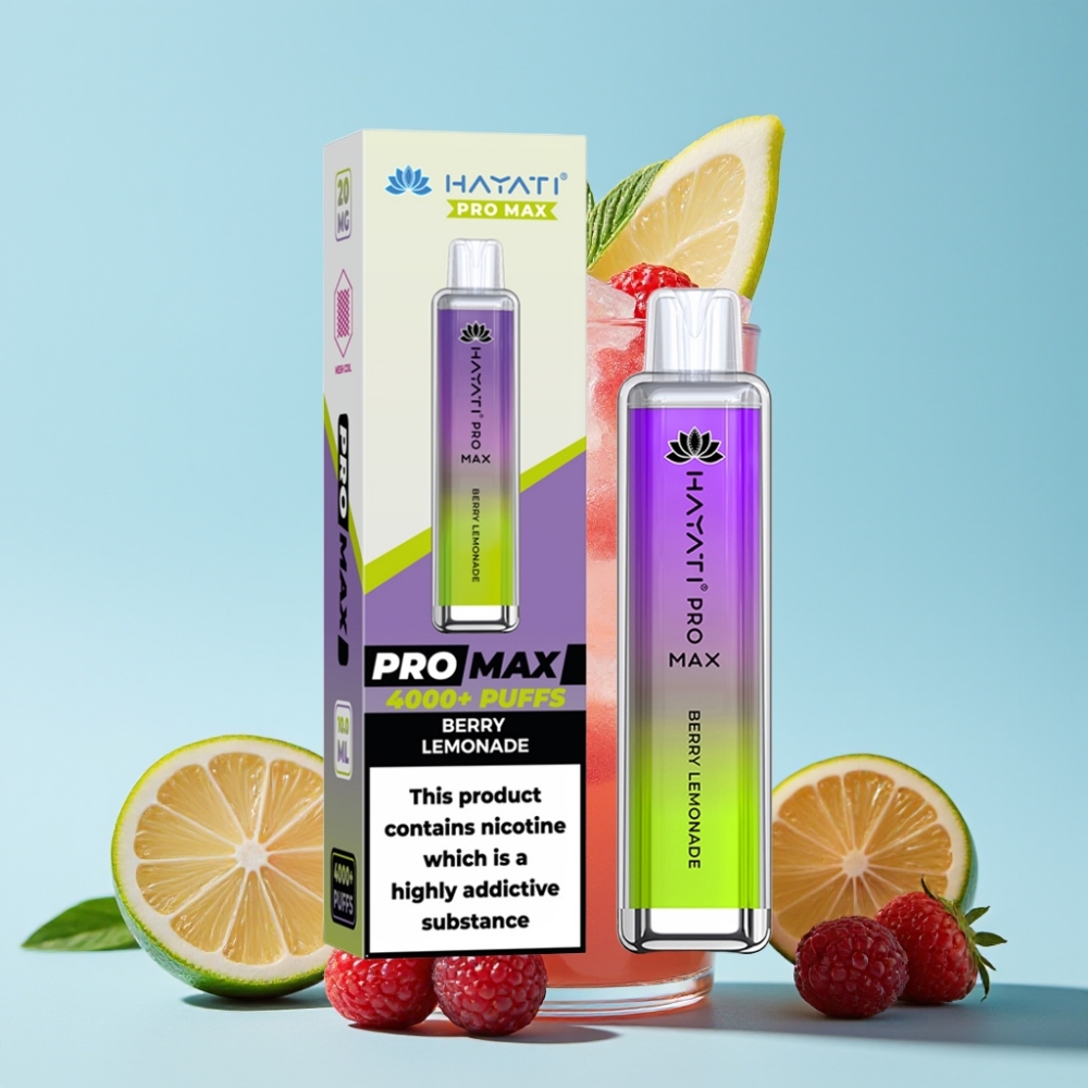 Hayati Pro Max 4000 Puffs Bær Lemonade Oppladbar Disposable Vape med LED
