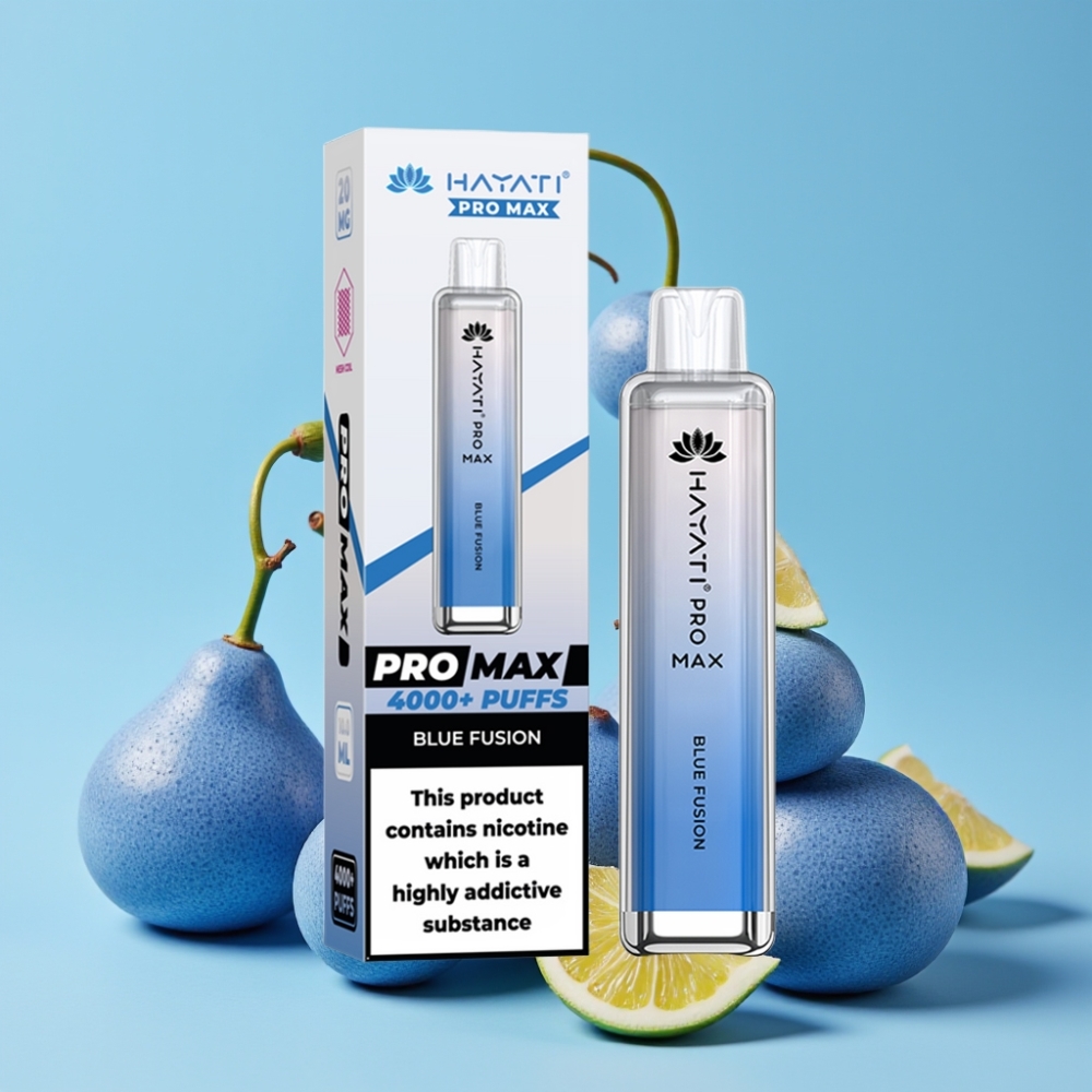 Hayati Pro Max 4000 Puffs Blå Fusion Disposable Vape med 1400mAh batteri og LED-lys