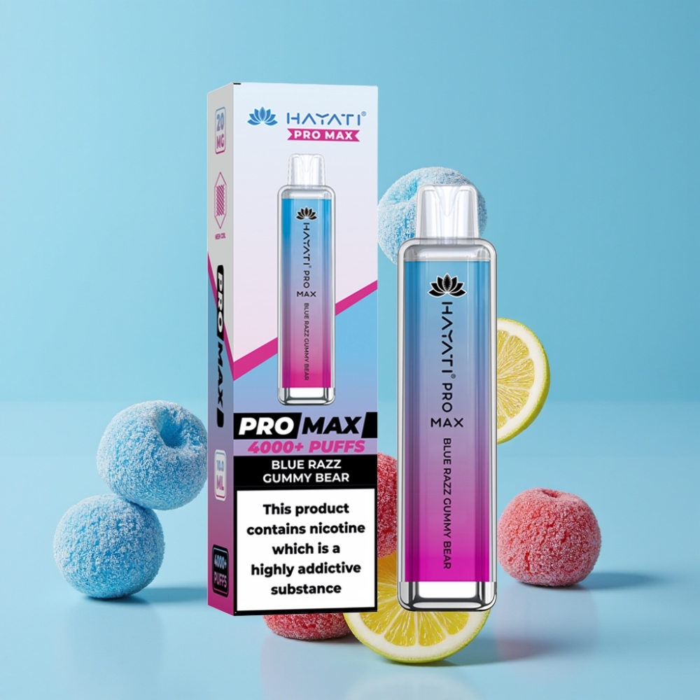 Hayati Pro Max 4000 Puffs Blå Razz Gelébjørn Dual Mesh Coil 1400mAh