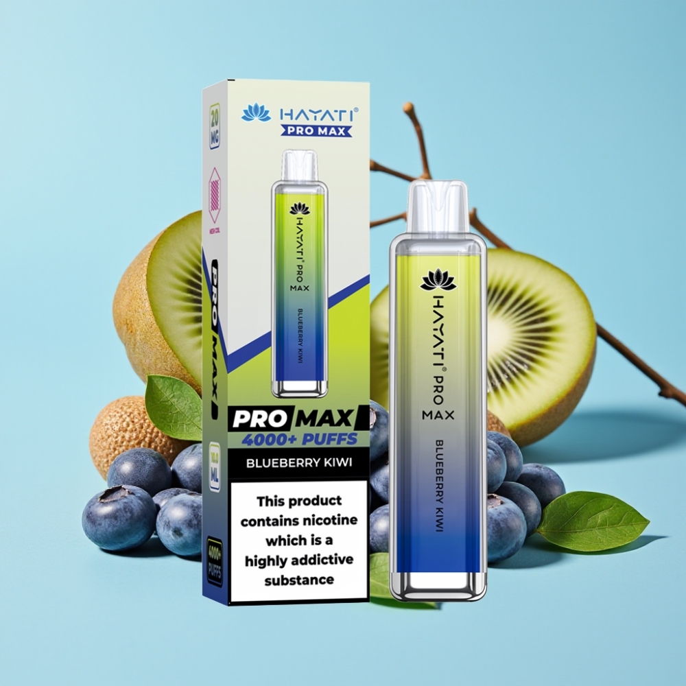 Hayati Pro Max 4000 Puffs Blåbær Kiwi 1400mAh Oppladbar TPD