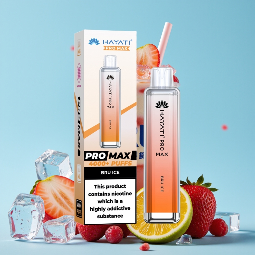 Hayati Pro Max 4000 Puffs Disposable Vape Bru Is med 1400mAh batteri og LED-lys