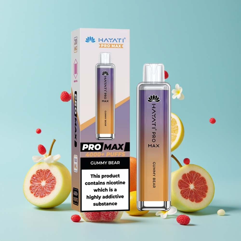 Hayati Pro Max 4000 Puffs Disposable Vape Gummibjørn med 5% Nikotin og 1400mAh Batteri