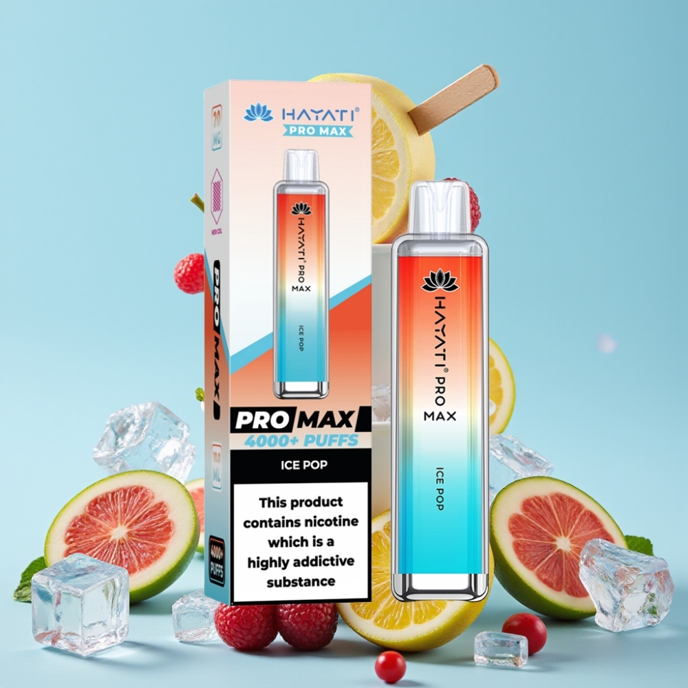 Hayati Pro Max 4000 Puffs Disposable Vape Iskrem Med LED og Oppladbar Batteri