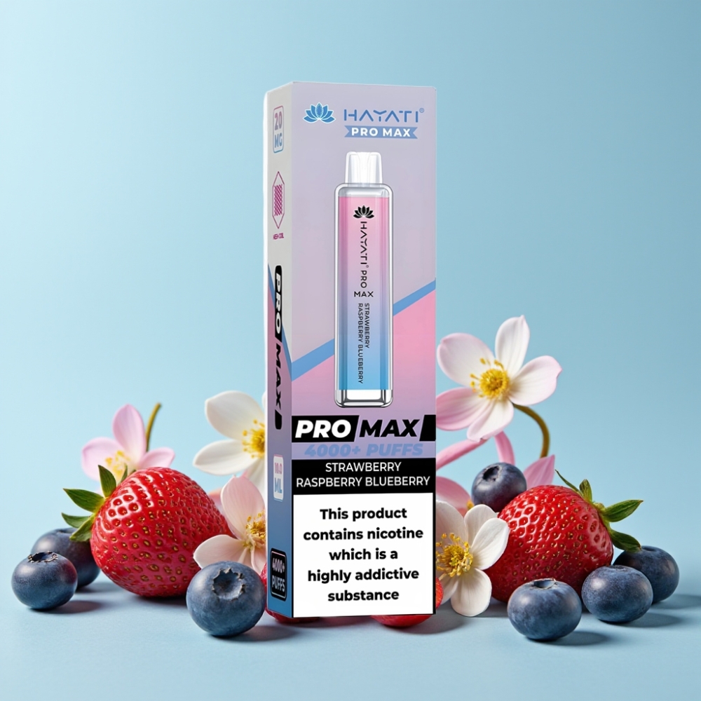 Hayati Pro Max 4000 Puffs Disposable Vape Jordbær Bringebær Blåbær 2ml 1400mAh
