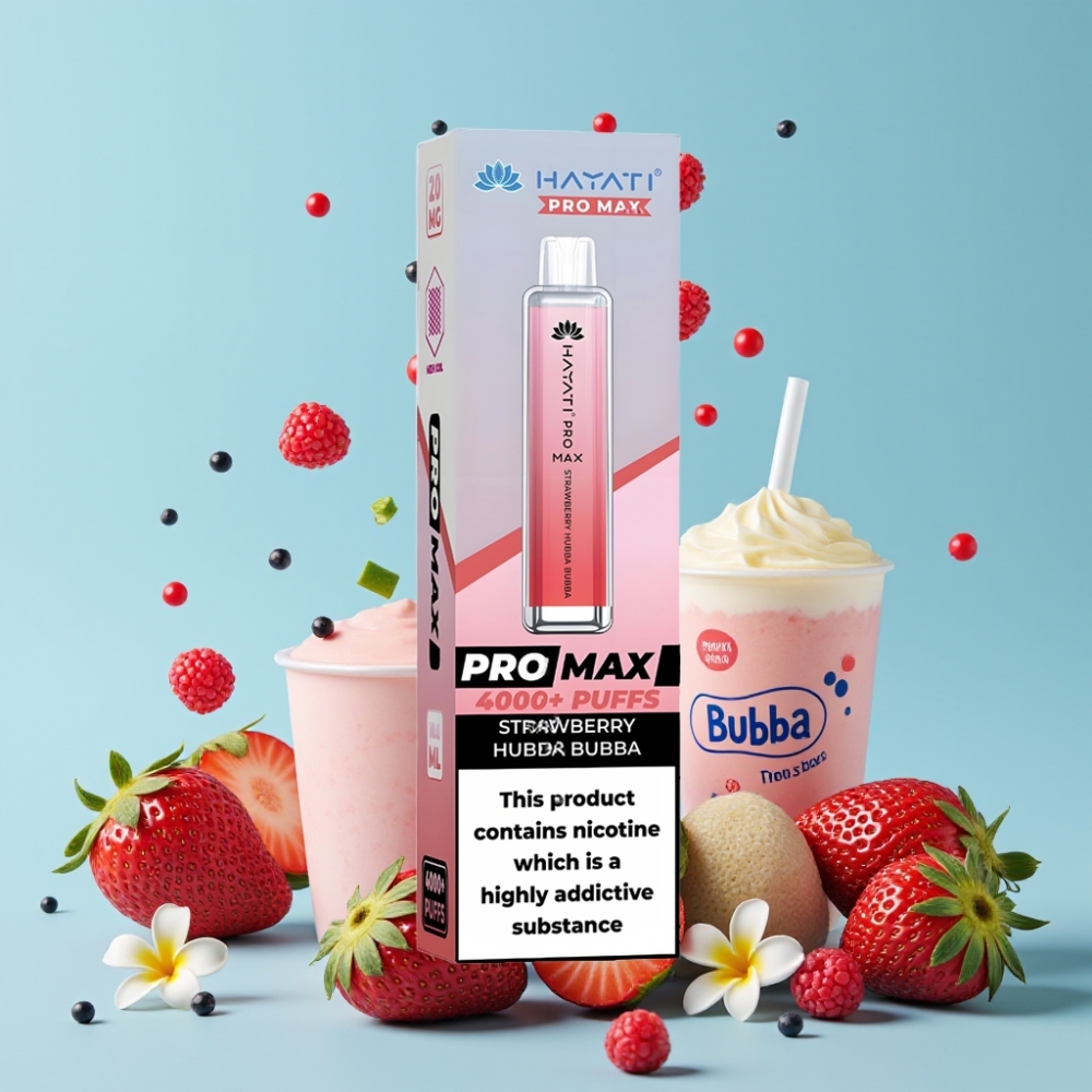 Hayati Pro Max 4000 Puffs Disposable Vape Jordbær Hubba Bubba 2ml/10ml 1400mAh