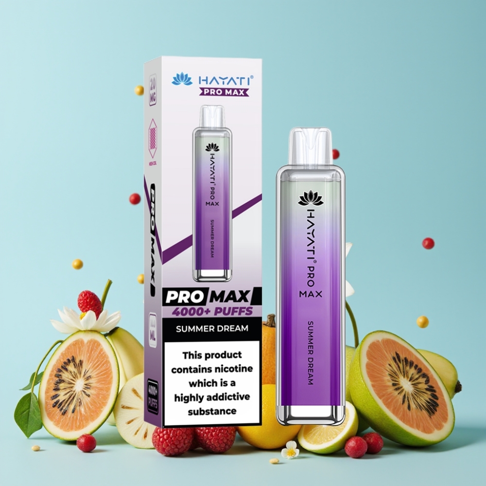 Hayati Pro Max 4000 Puffs Disposable Vape Sommerdrøm med 1400mAh batteri og LED-lys