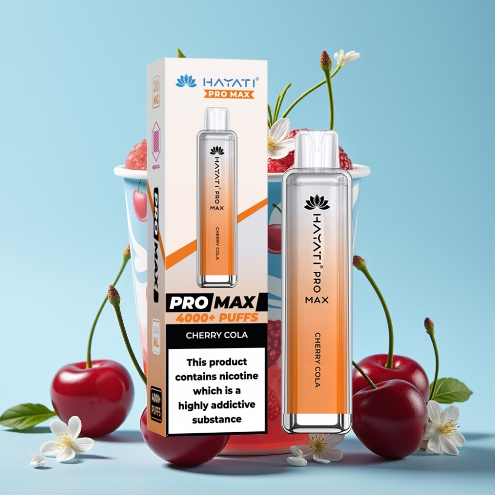 Hayati Pro Max 4000 Puffs Engangsvape Kirsebær Cola 2%/5% Nikotin 1400mAh