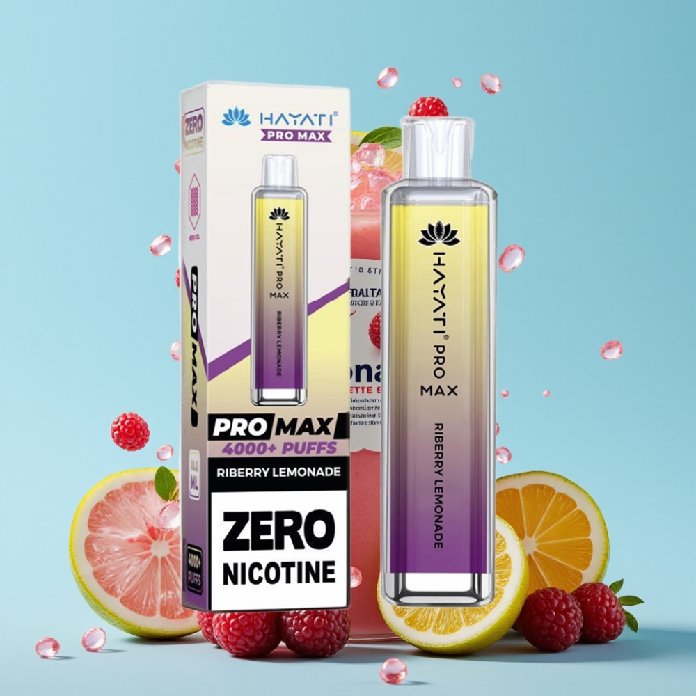 Hayati Pro Max 4000 Puffs Engangsvaper Bringebær Lemonade Dual Mesh Coil 1400mAh