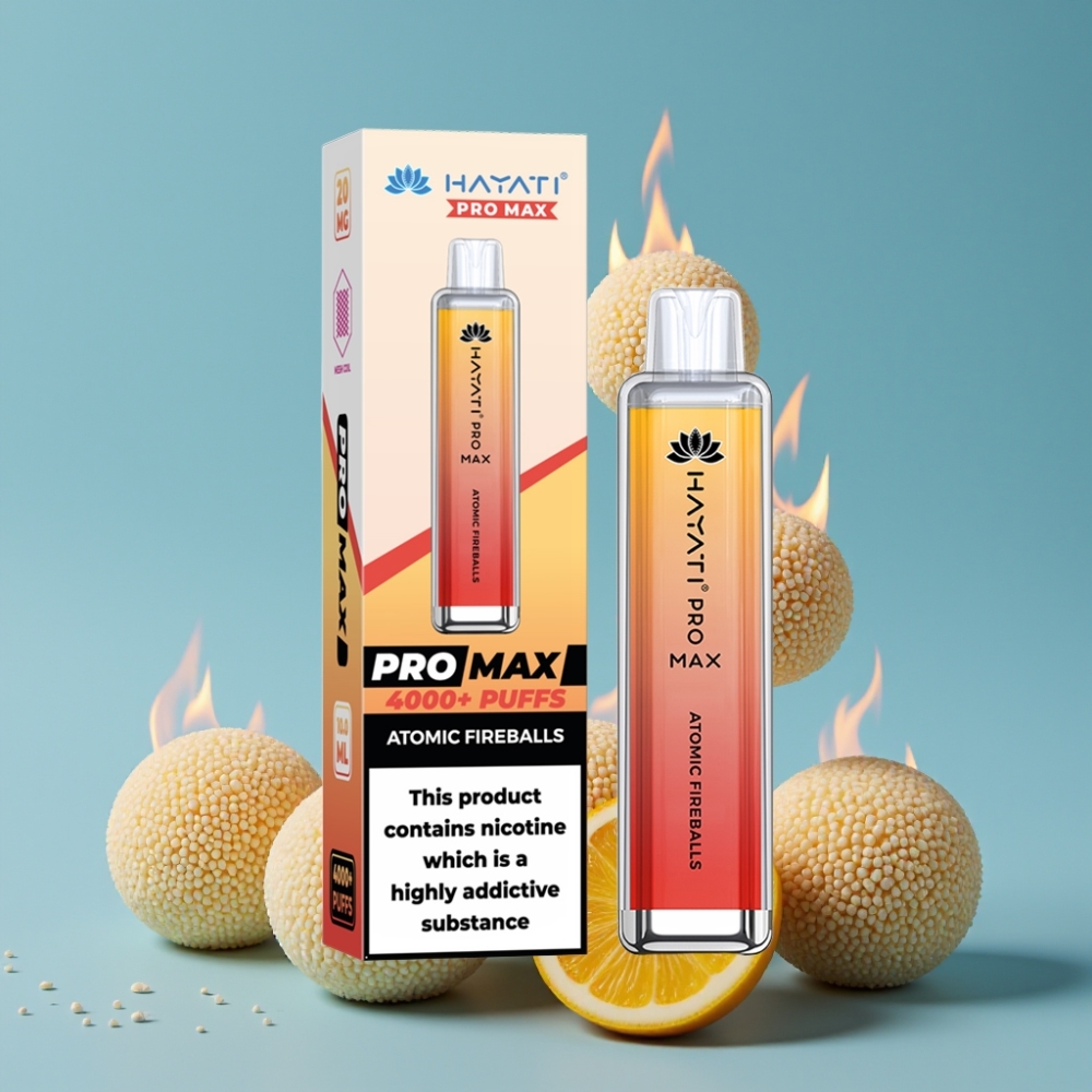 Hayati Pro Max 4000 Puffs Opplagbar Vape 1400mAh Ladbar Atombra Fløyter