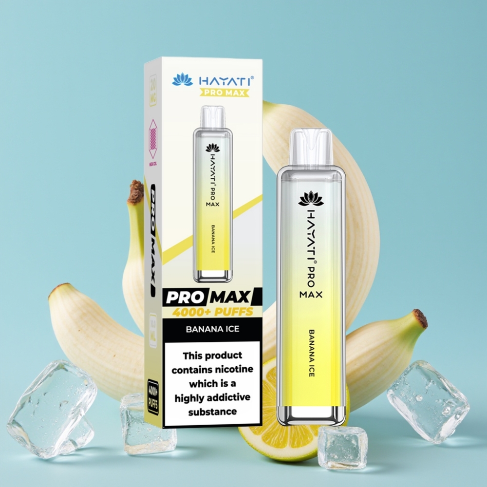 Hayati Pro Max 4000 Puffs Opplagbar Vape Bananis med 1400mAh Batteri og LED