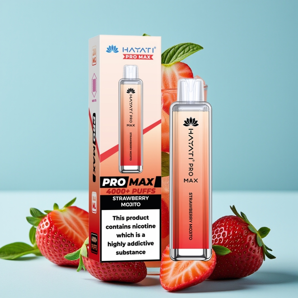Hayati Pro Max 4000 Puffs Opplagbar Vape Jordbær Mojito 2ml/10ml 1400mAh
