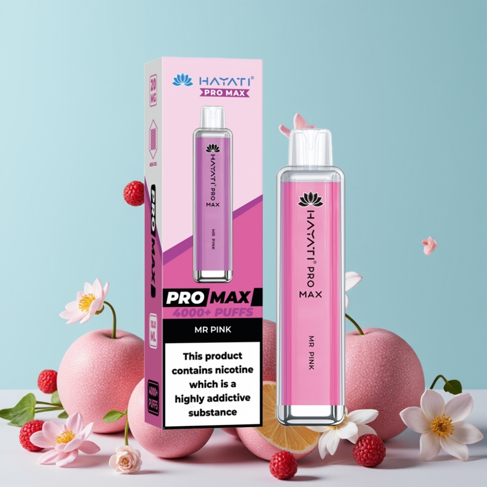 Hayati Pro Max 4000 Puffs Opplagbar Vape med 1400mAh Batteri og Mr Rosa Smak