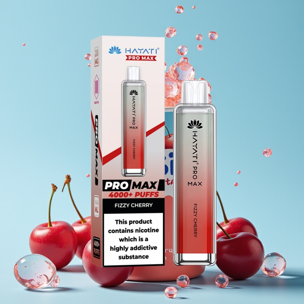 Hayati Pro Max 4000 Puffs Opplagbar Vape med Sprudlende Kirsebær og 1400mAh Batteri