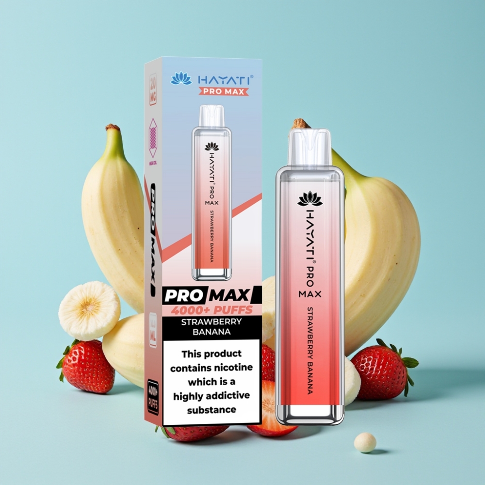 Hayati Pro Max 4000 Puffs Oppslagsvape Jordbær Banan 1400mAh