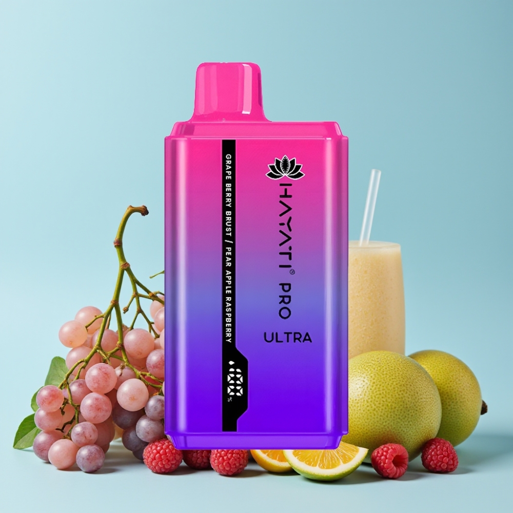 Hayati Pro Ultra 15000 Puffs 850mAh 2×12ml 2% Druer Bær Eple Bringebær