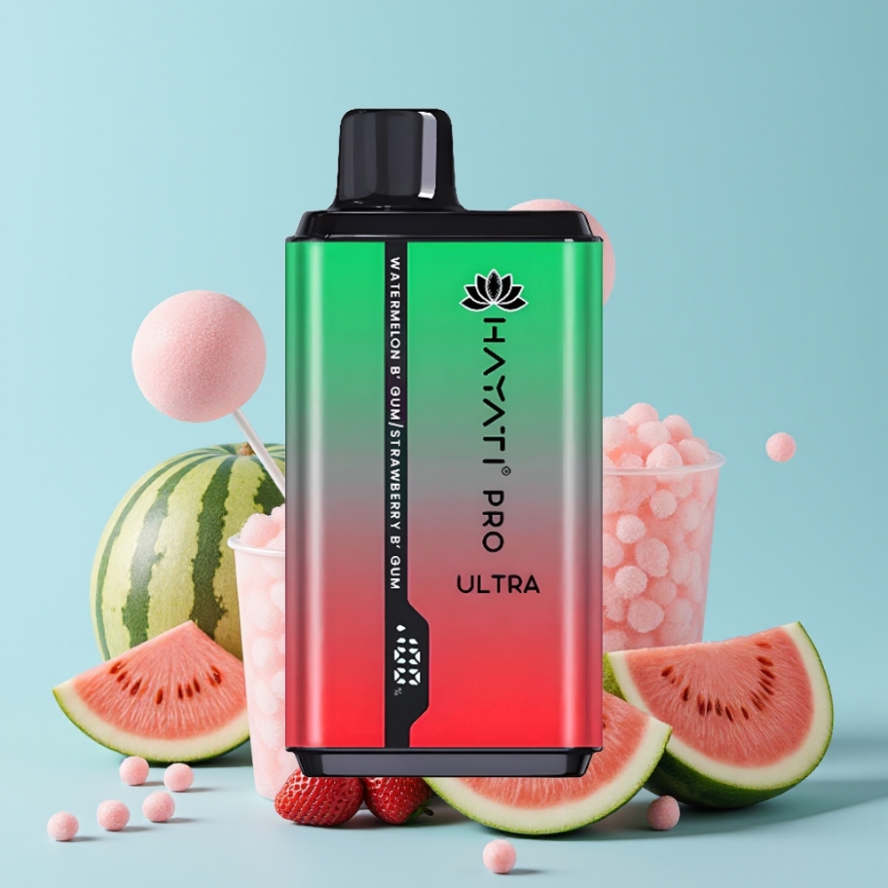 Hayati Pro Ultra 15000+ Puffs 850mAh 2×12ml 2% Vannmelon Bubblegum Jordbær Bubblegum