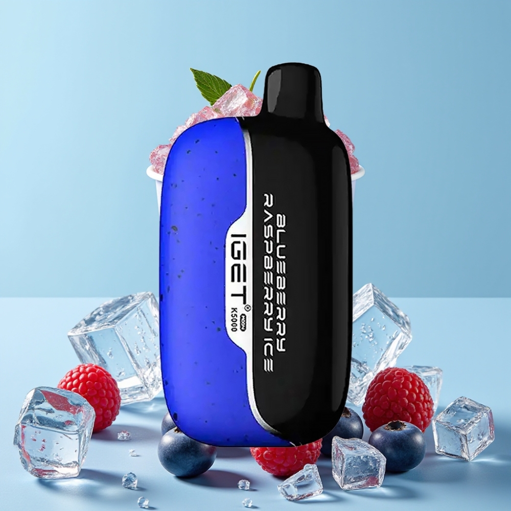 IGET Moon K5000 Puffs 81.5g PC Blåbær Bringebær Is Mesh Coil 1.35 Ohm