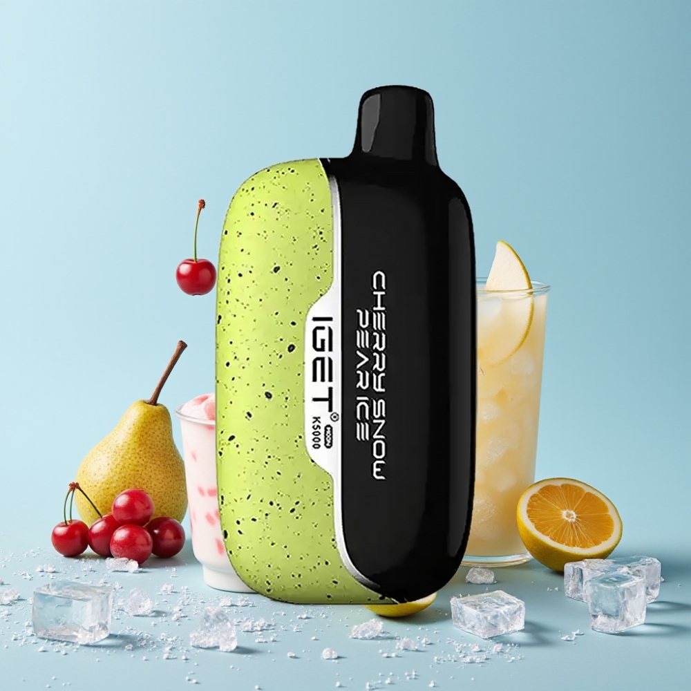IGET Moon K5000 Puffs Disposable Vape Kirsebær Snø Pære Is – 81.5g, 49.5x25.3x99.4mm, 1.35 Ohm Mesh Coil