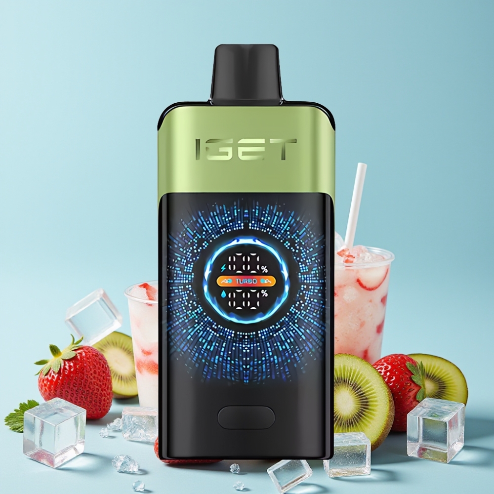 IGET ONE 12000 Puffs 2700 mAh Jordbær Kiwi Is Stor Bøyd Fargeskjerm