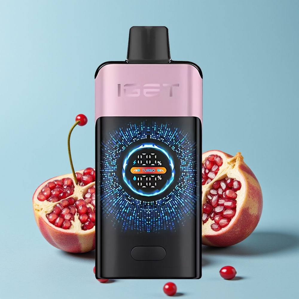 IGET ONE 12000 Puffs 2700 mAh Stor Skjerm Kirsebær Granate