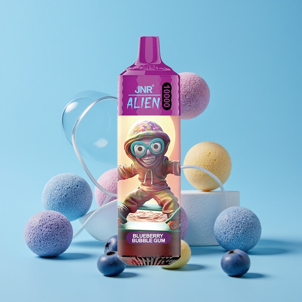 JNR Alien 10000 Puffs 20ml Blåbær Tyggegummi Type-C RGB Norge online wholesalers