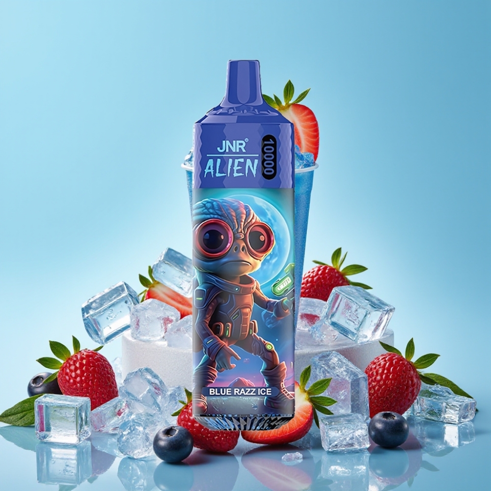 JNR Alien 10000 Puffs 850mAh Type-C Blå Bringebær Is RGB LED Sporty Design