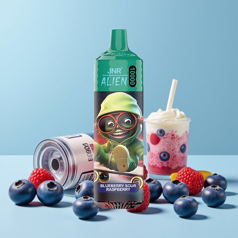 JNR Alien 10000 Puffs 850mAh Type-C Blåbær Sur Bringebær