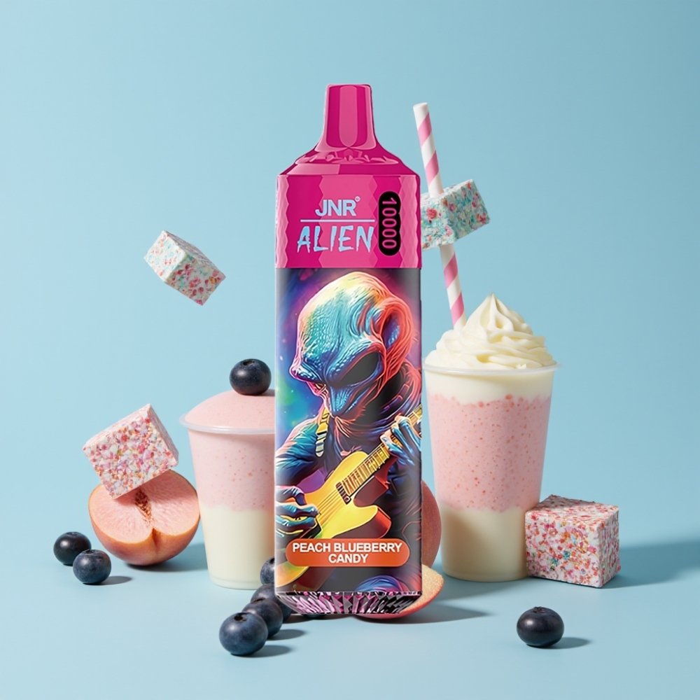 JNR Alien 10000 Puffs 850mAh Type-C Fersken Blåbær Godteri