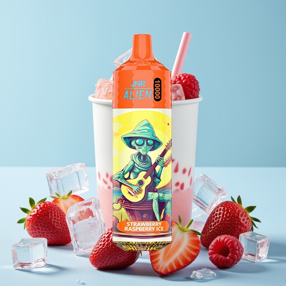 JNR Alien 10000 Puffs 850mAh Type-C LED Jordbær Bringebær Is