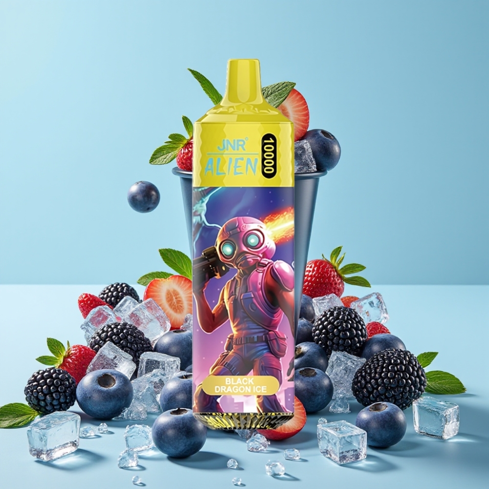 JNR Alien 10000 Puffs 850mAh Type-C LED Sort Drage Is Norge online wholesalers