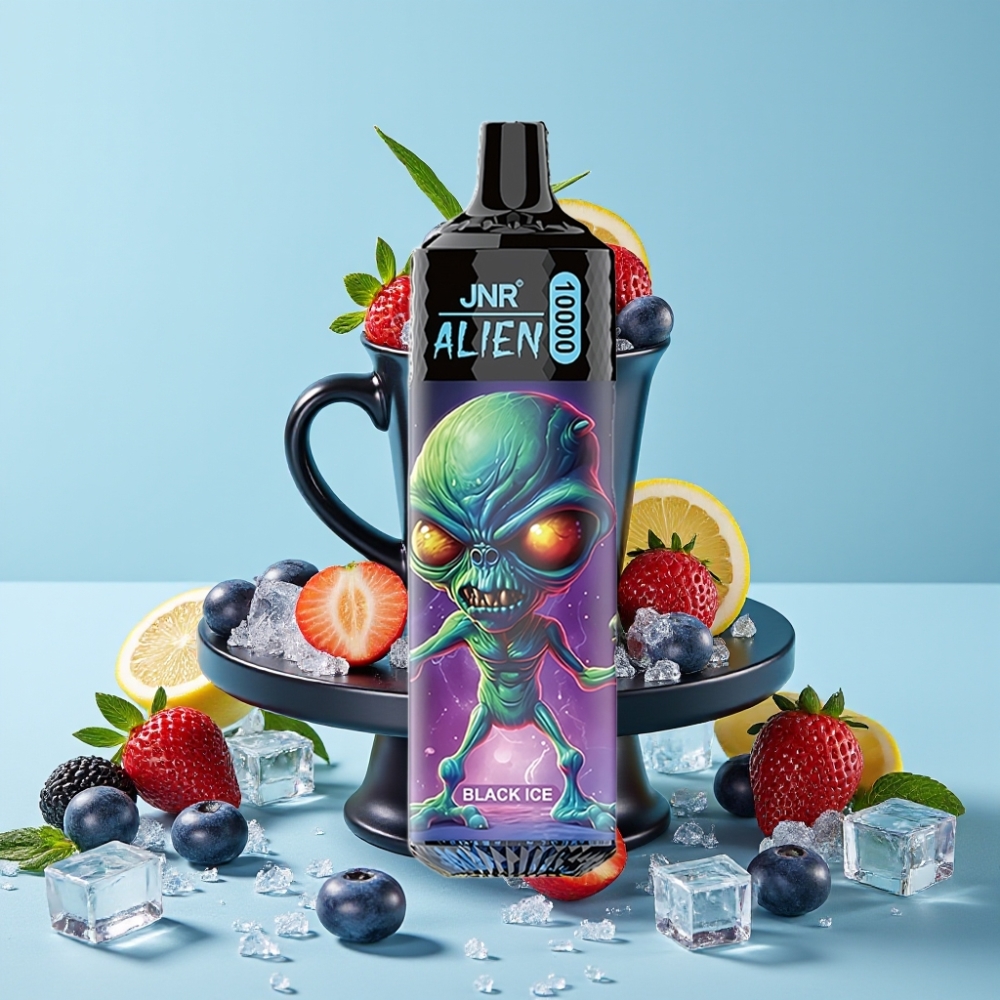 JNR Alien 10000 Puffs 850mAh Type-C LED Svart Is Norge online wholesalers