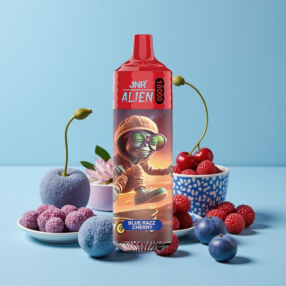 JNR Alien 10000 Puffs Blå Bringebær Kirsebær 850mAh Type-C RGB
