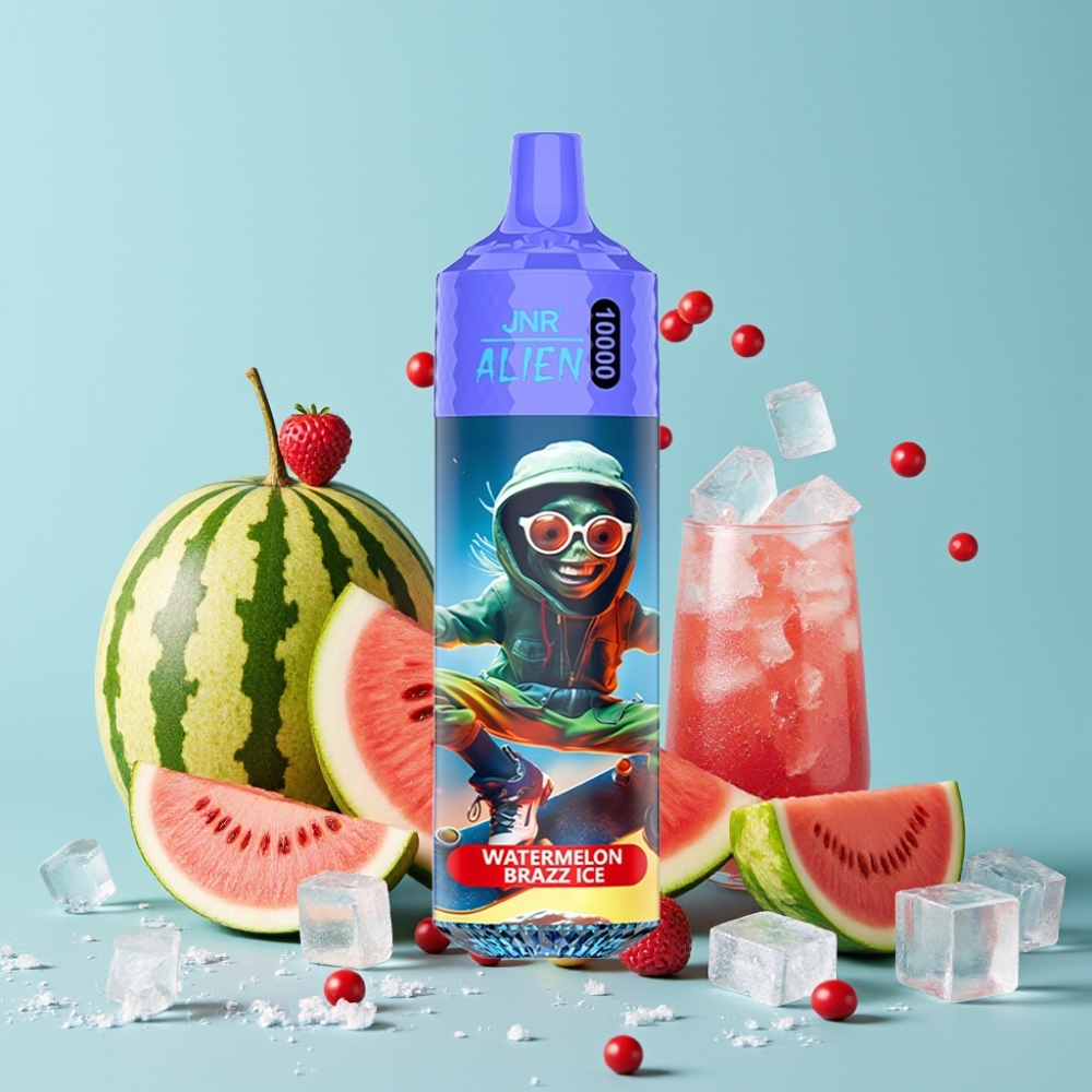 JNR Alien 10000 Puffs Sporty Design RGB LED Vannmelon Brazz Is Type-C Lading