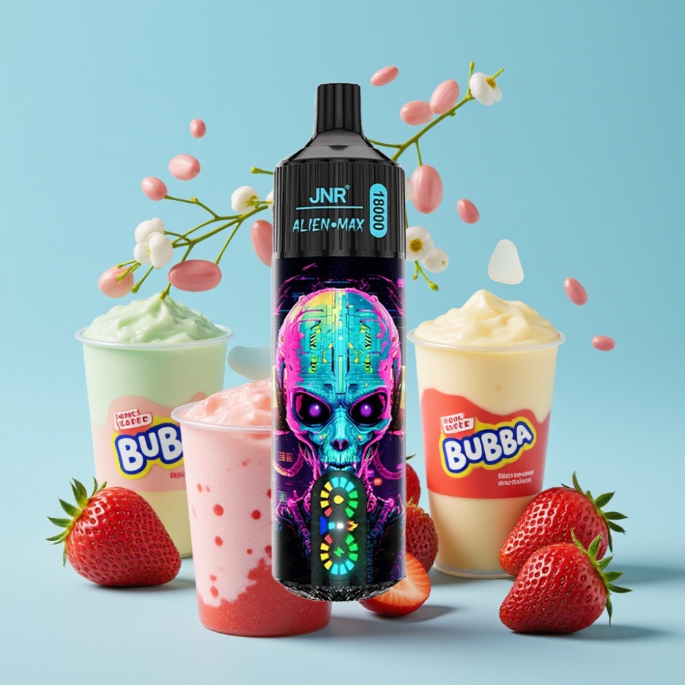 JNR Alien Max 18000 Puffs Smart LED Display Dual Mesh Coil Hubba Bubba Jordbær