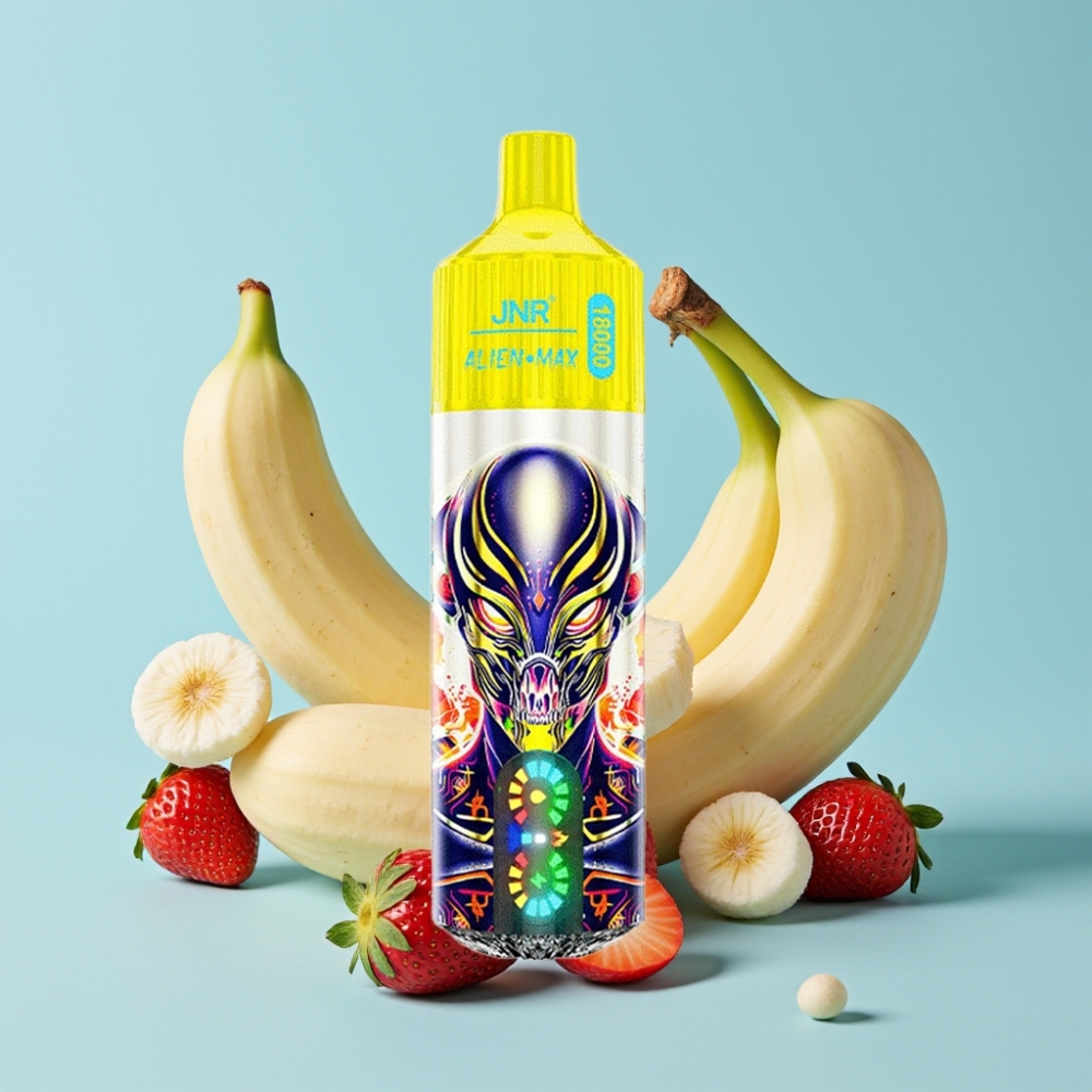 JNR Alien Max 18000 Puffs Smart LED Display Dual Mesh Coil Jordbær Banan
