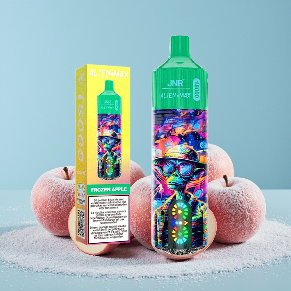 JNR Alien Max 18000 Puffs Smart LED Display Dual Mesh Coil Type-C Lader Fryst Eple