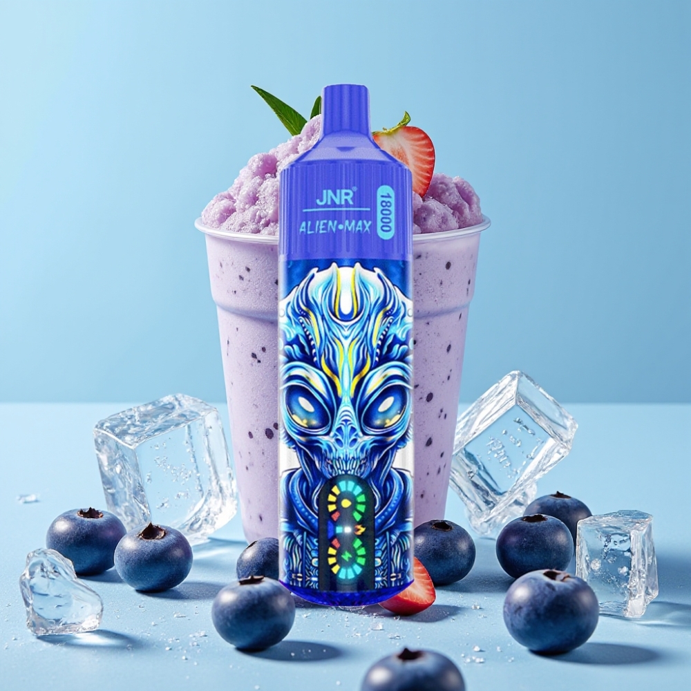 JNR Alien Max 18000 Puffs Smart LED Display Dual Mesh Coil Type-C Lading Blåbær På Is