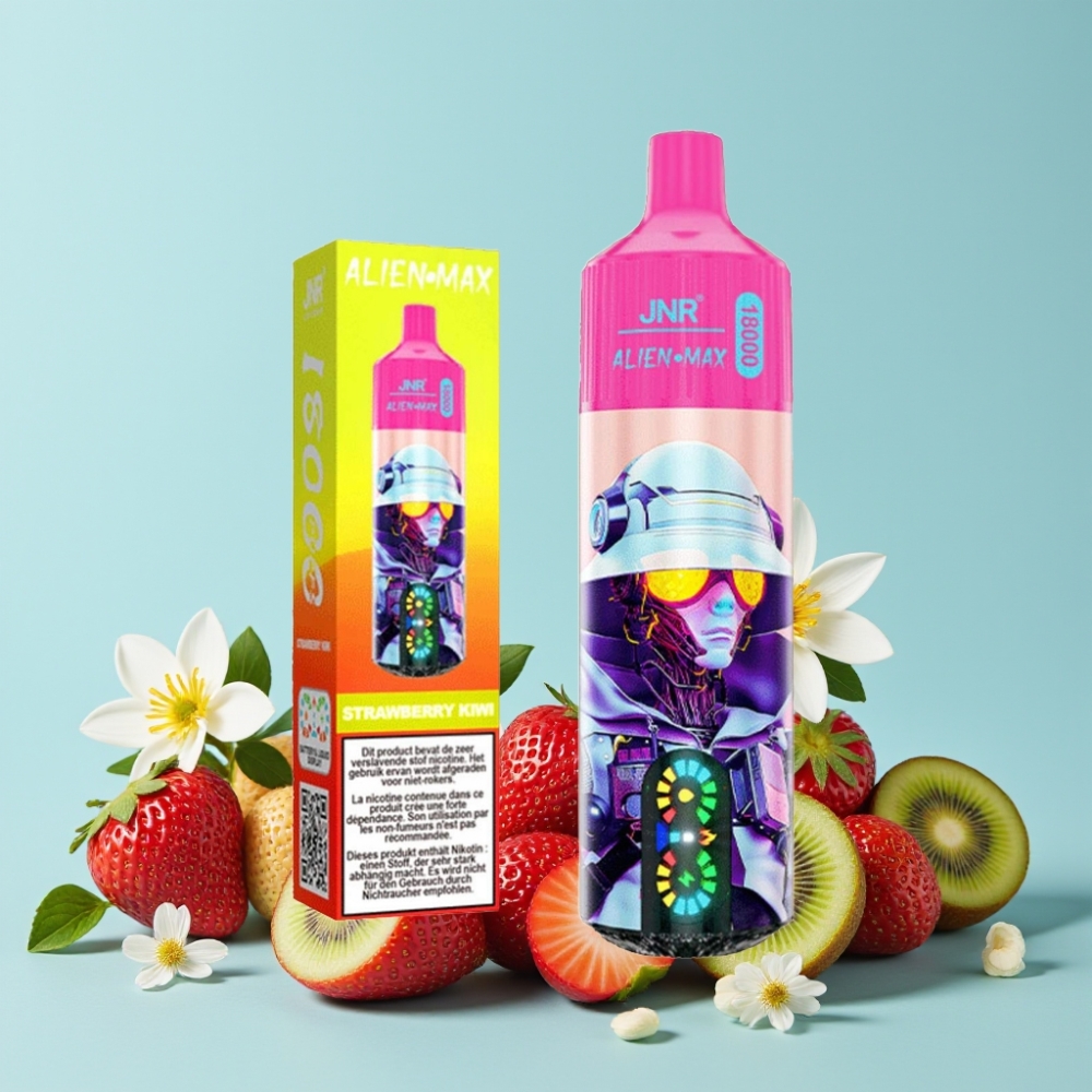 JNR Alien Max 18000 Puffs Smart LED Display Type-C Lading Jordbær Kiwi