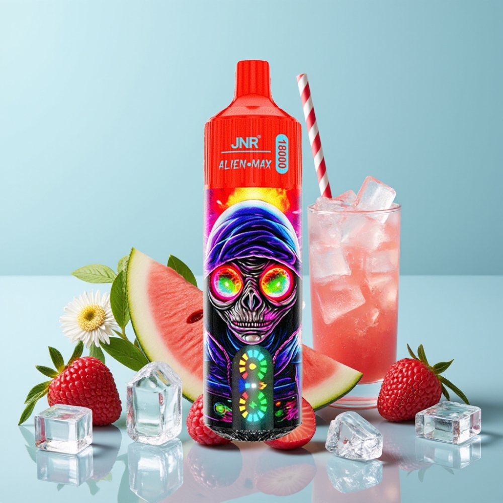JNR Alien Max 18000 Puffs Smart LED Dual Mesh 28ml Bringebær Vannmelon Is