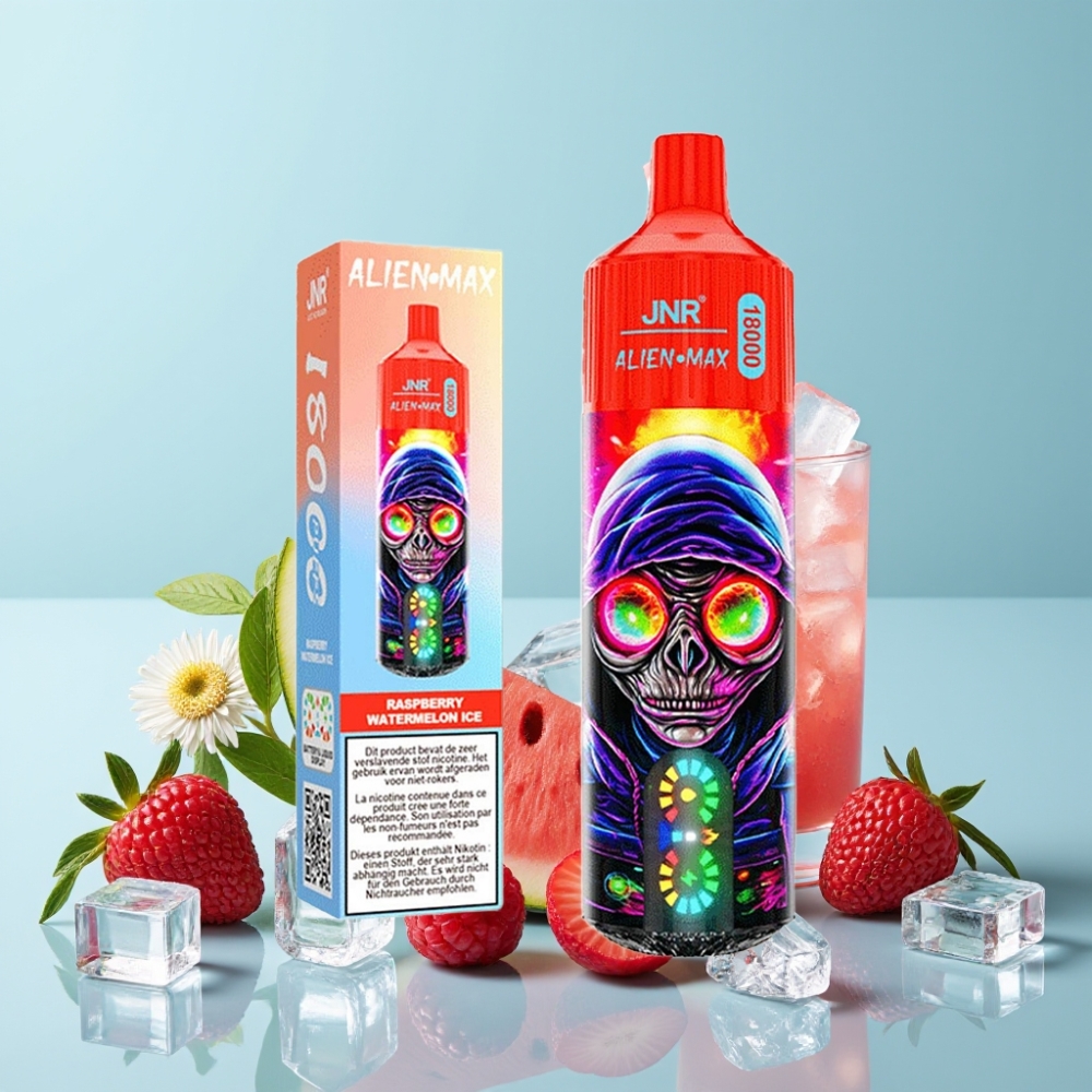 JNR Alien Max 18000 Puffs Smart LED Dual Mesh 28ml Bringebær Vannmelon Is