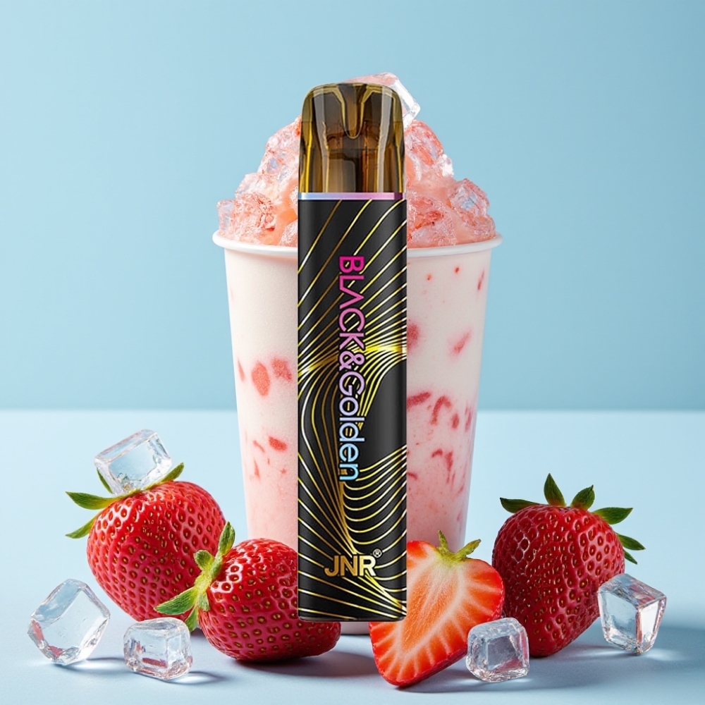 JNR Black&Golden 800 Puffs 550mAh Jordbær Is Disposable Vape
