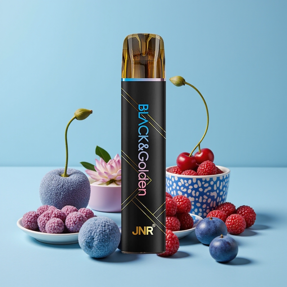JNR Black&Golden 800 Puffs Blå Bringebær Kirsebær 550mAh 2ml TPD